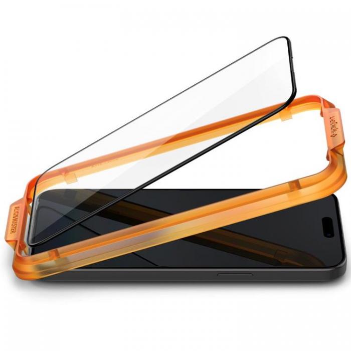 Spigen - [2-Pack] Spigen iPhone 15 Plus Hrdat Glas Skrmskydd - Svart