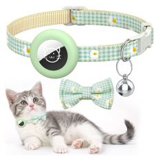 A-One Brand - Airtag Skal Bow Cat Collar med Breakaway Bell - Grön