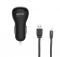 GEAR - GEAR Laddare 12-24V 2xUSB 2,4A Lightning Kabel platt 1m MFI - Svart