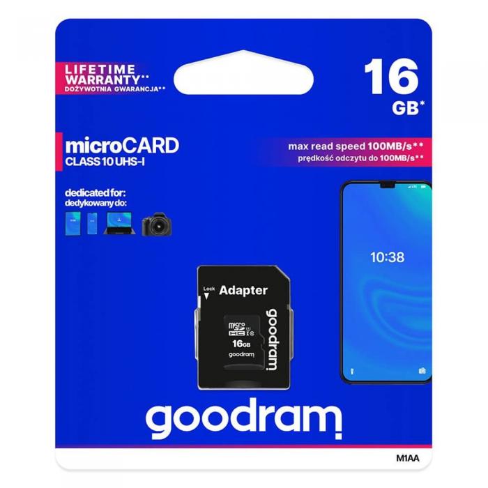 UTGATT1 - Goodram Microcard 16 GB micro SD HC UHS-I class 10 memory card