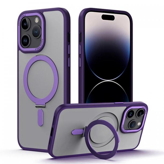 A-One Brand - iPhone 15 Pro Max Mobilskal Magsafe Kickstand - Lila