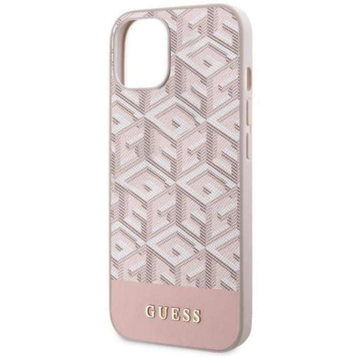 Guess - Guess iPhone 14 Plus Mobilskal MagSafe GCube Stripes - Rosa