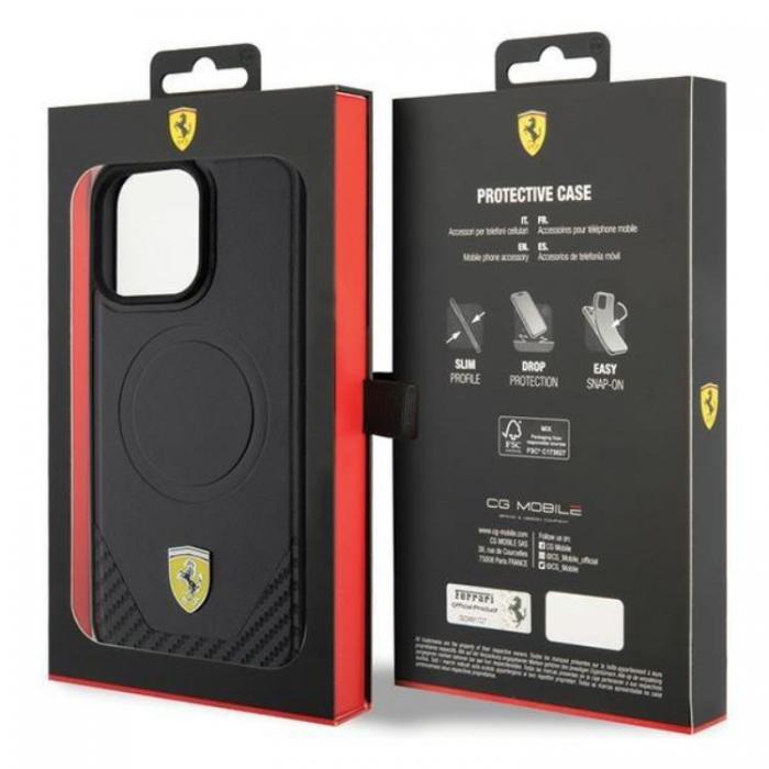 Ferrari - Ferrari iPhone 15 Pro Mobilskal Magsafe Carbon Metal Logo
