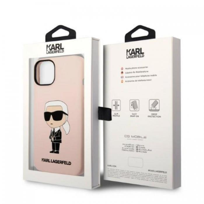 KARL LAGERFELD - Karl Lagerfeld iPhone 14 Skal Magsafe Silicone Ikonik - Rosa