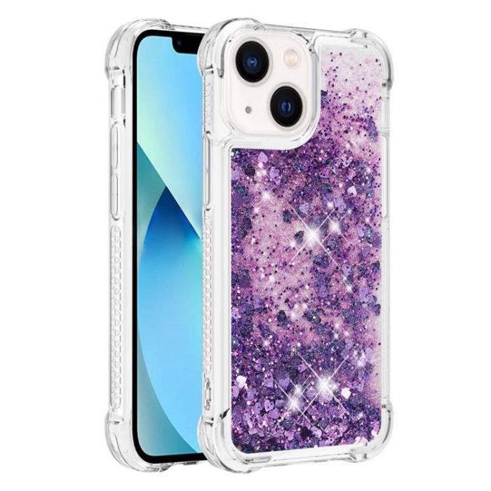 A-One Brand - iPhone 14 Plus Skal Liquid Floating Glitter - Lila