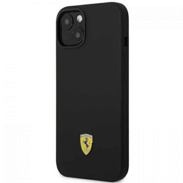 Ferrari - Ferrari iPhone 14 Skal Silicone Metal Logo - Svart