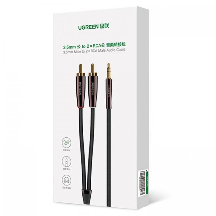 Ugreen - Ugreen Audio Kabel 3.5 mm Mini Jack Till 2RCA 2m - Koppar