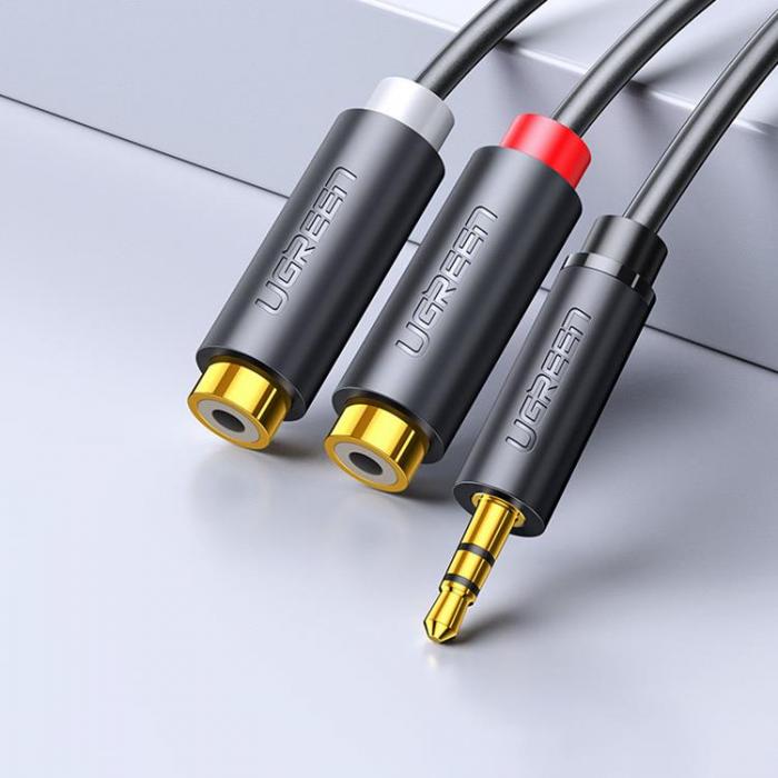 Ugreen - Ugreen Audio Adapter Jack 3.5mm Till 2xRCA Kabel 0.25m - Gr