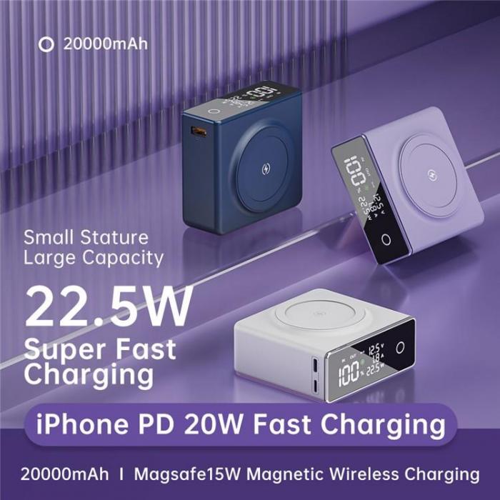 A-One Brand - Magsafe Powerbank 20000mAh Q7 15W Magnetic Trdls - Lila