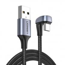 Ugreen - UGreen nylonflätad USB-A till USB-C angled Kabel 1 m Grå