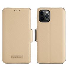 MUXMA - Muxma Saffiano Plånboksfodral till Apple iPhone 12 & 12 Pro - Beige