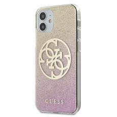 Guess - Guess Skal iPhone 12 mini Glitter Gradient Circle Logo - Rosa Guld