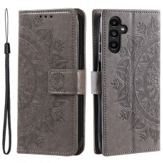 A-One Brand - Galaxy A24 4G Plånboksfodral Imprinted Mandala Flower - Grå