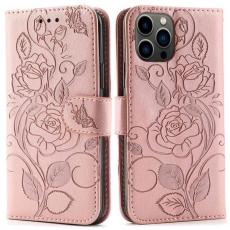 A-One Brand - iPhone 14 Pro Max Plånboksfodral Imprinted Roses - Rosa