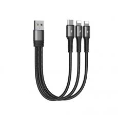 SiGN - SiGN 3in1 Kabel Lightning, USB-C, 0.3m, 3.5A, 20W - Svart