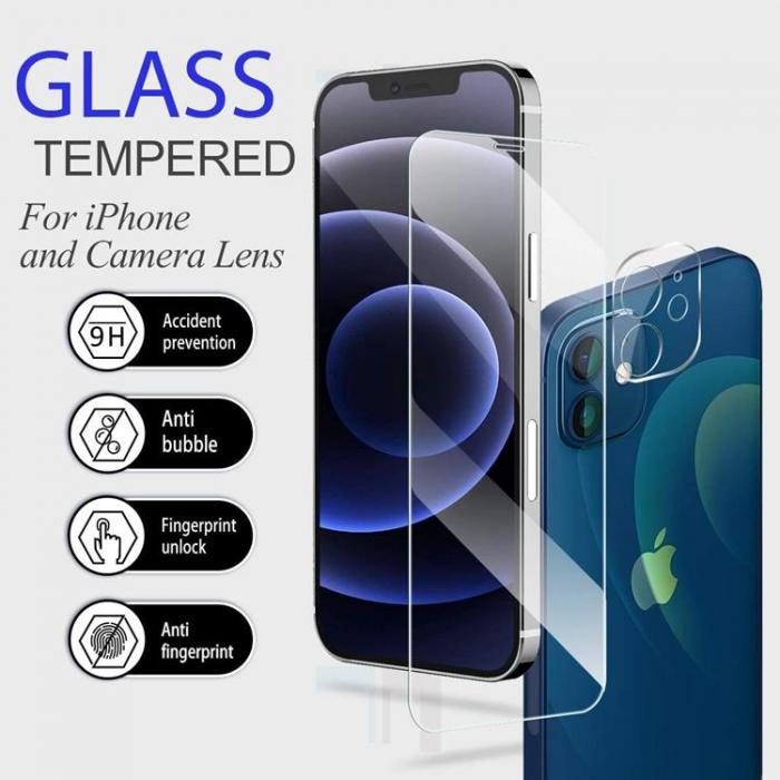 A-One Brand - [4-PACK] 2 Kameralinsskydd i Hrdat Glas & 2 Hrdat glas iPhone 12 Mini