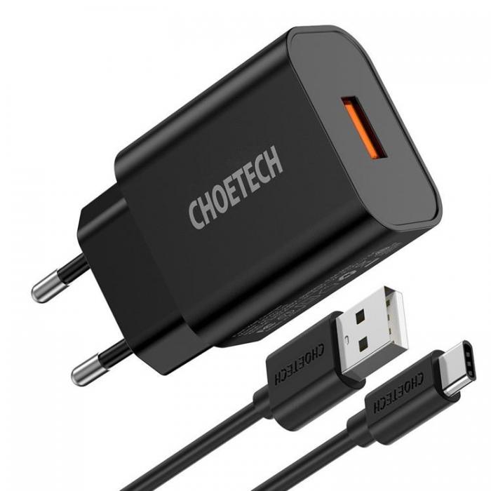 Choetech - Choetech Quick Charge 3.0 3A USB Vggladdare - Svart