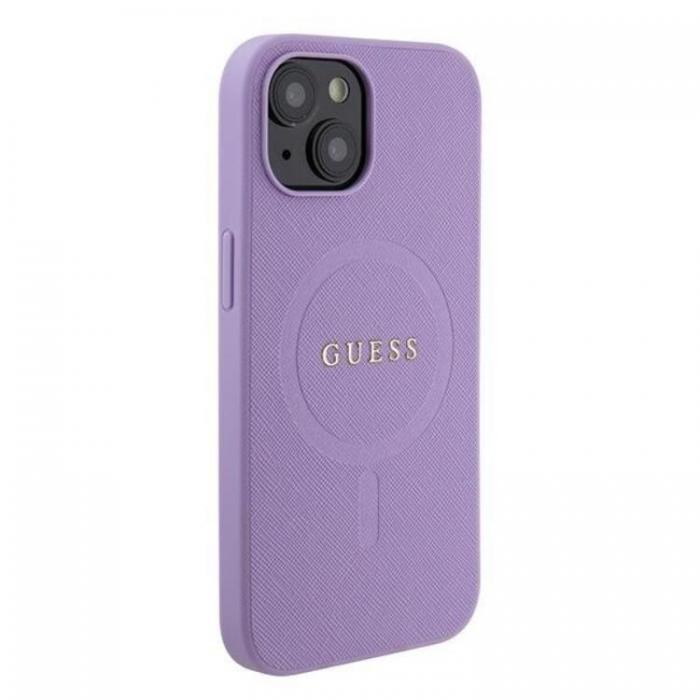 Guess - Guess iPhone 15 Plus Mobilskal Magsafe Saffiano - Lila