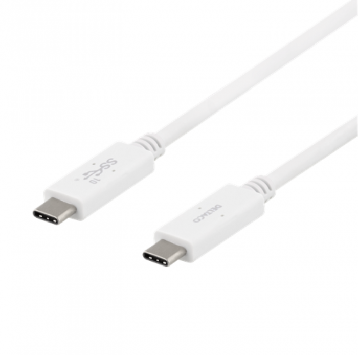 Deltaco - Deltaco USB-C till USB-C Kabel 1m 100W - Vit
