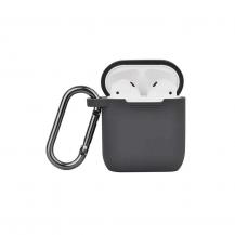 North - NORTH Airpods Skyddsväska Silicone Karbinhängare Mörkgrå