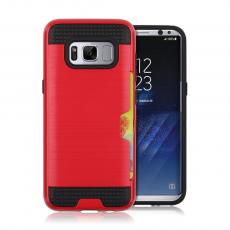 A-One Brand - Brushed Combo Mobilskal med kortplats Samsung Galaxy S8 - Röd