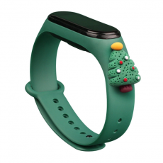 A-One Brand - Xiaomi Mi Band 3/4 Silikon Strap Christmas Tree 2 - Mörkgrön