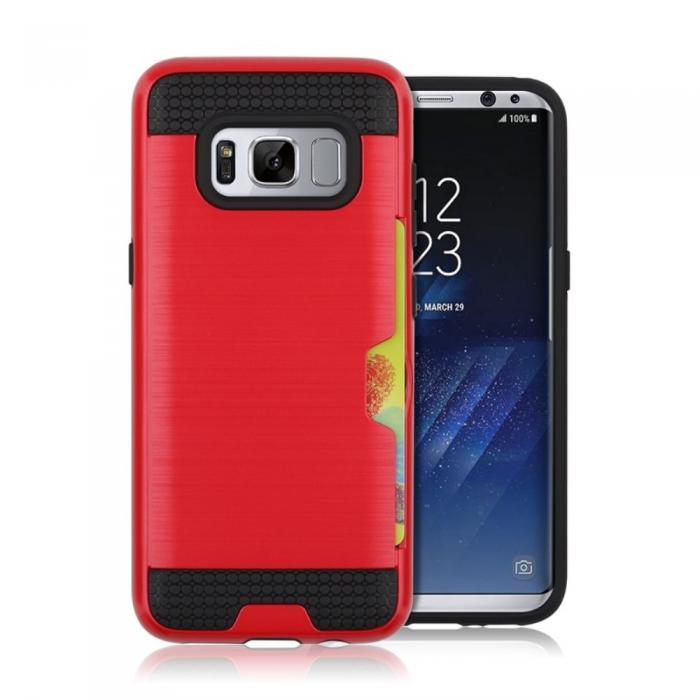 A-One Brand - Brushed Combo Mobilskal med kortplats Samsung Galaxy S8 - Rd