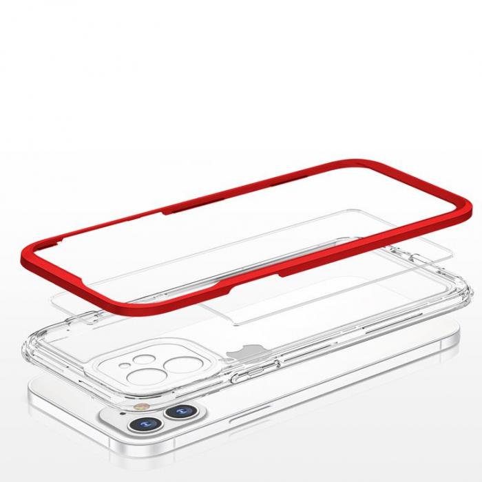A-One Brand - iPhone 12 Skal Clear 3in1 - Rd