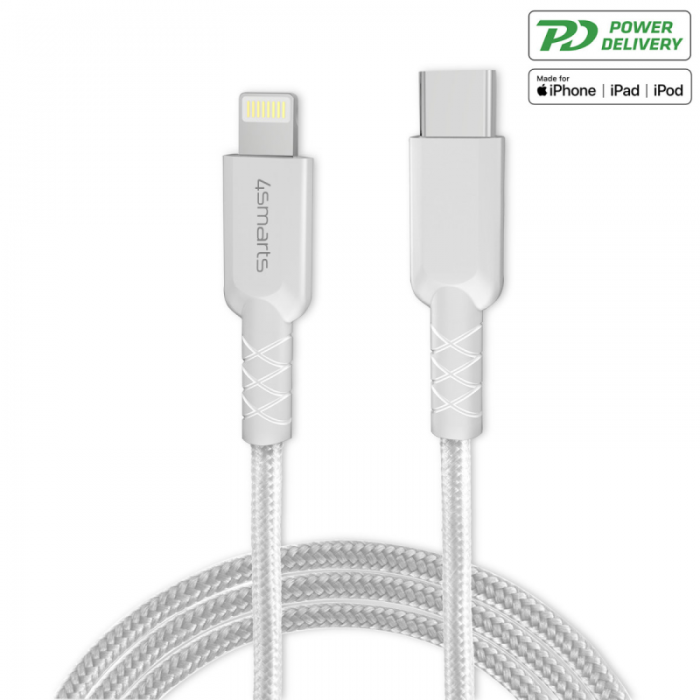 UTGATT1 - 4smarts USB-C to Lightning Kabel RapidCord 1.5 m - Vit