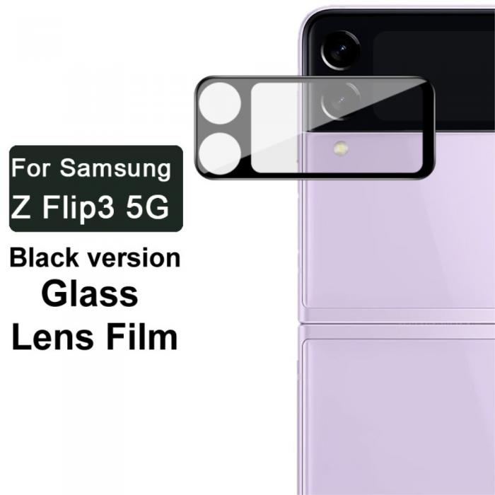 OEM - IMAK Kameralinsskydd i Hrdat Glas Samsung Z Flip 3 - Svart