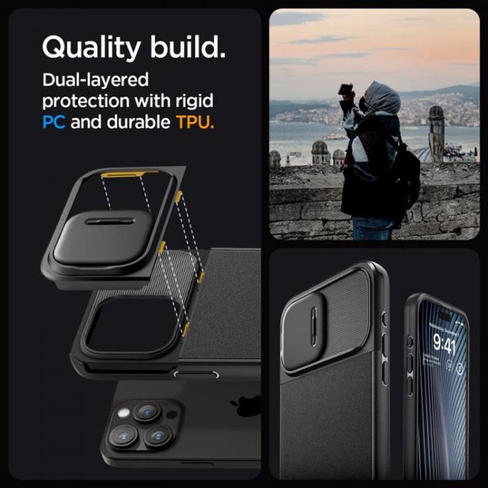 Spigen - Spigen iPhone 15 Pro Max Mobilskal Magsafe Optik Armor - Svart