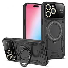 A-One Brand - iPhone 15 Pro Max Mobilskal Magsafe Ringhållare Kickstand - Svart