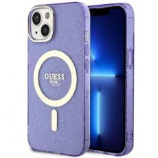 Guess - Guess iPhone 14 Plus Mobilskal MagSafe Glitter Guld - Lila