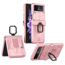 GKK - GKK Galaxy Z Flip 4 Skal Ringhållare Kickstand - Rosa