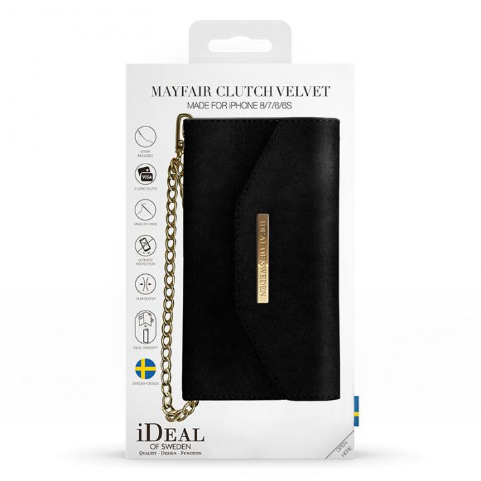 UTGATT5 - iDeal of Sweden Mayfair Clutch Velvet iPhone 6/6S/7/8 Black