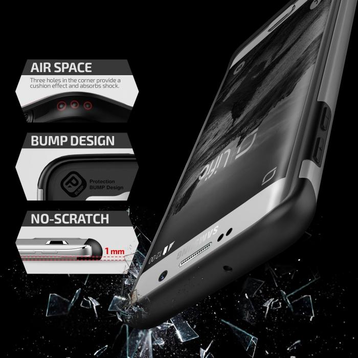 UTGATT5 - Lific Mighty Card Defense Skal till Samsung Galaxy S6 Edge Plus - Silver