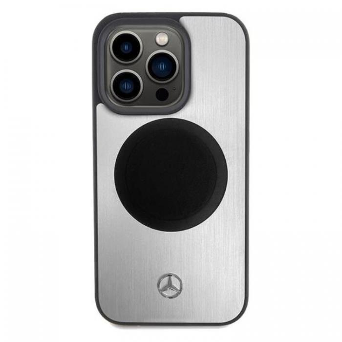 Mercedes - Mercedes iPhone 15 Pro Mobilskal MagSafe Lder & Alu - Silver