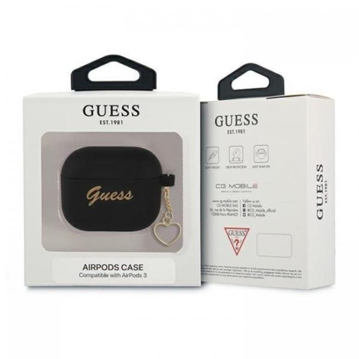 Guess - Guess Silicone Heart Charm Collection Skal Airpods Pro - Svart