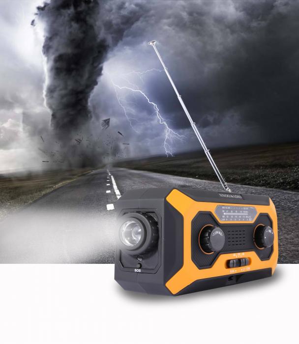 UTGATT5 - Vev-radio 2000mAh Powerbank, Solceller och Ficklampa