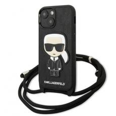 KARL LAGERFELD - Karl Lagerfeld iPhone 13 mini Skal Monogram Patch and Cord Iconik - Svart