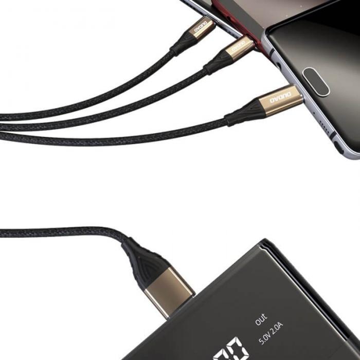 UTGATT5 - Dudao 3in1 USB lightning/USB Type C/micro USB guld