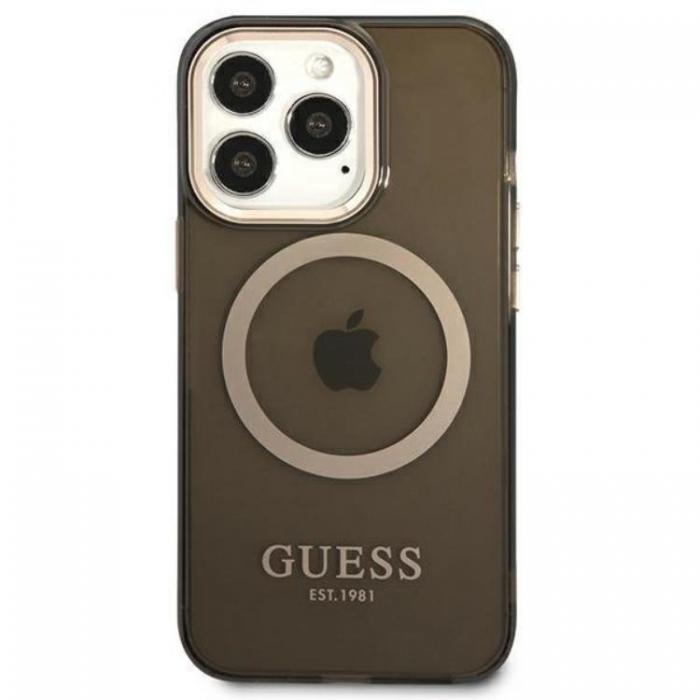 Guess - GUESS iPhone 13 Pro Skal MagSafe Gold Outline Translucent - Svart