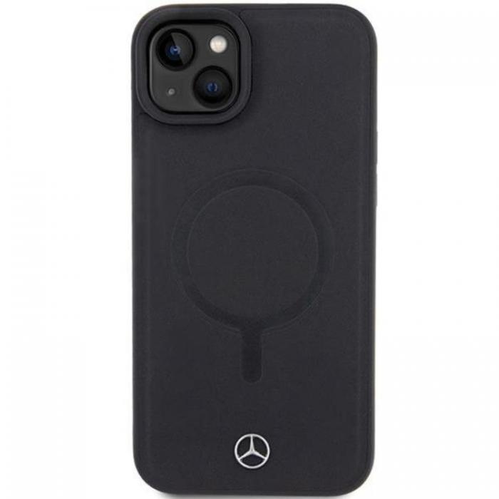 Mercedes - Mercedes iPhone 15 Plus Mobilskal Magsafe Smooth Lder - Svart