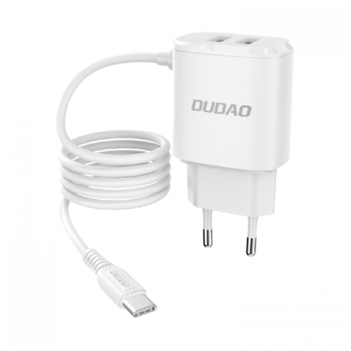 UTGATT5 - Dudao Vggladdare 2x USB Type-C Kabel 12 W - Vit