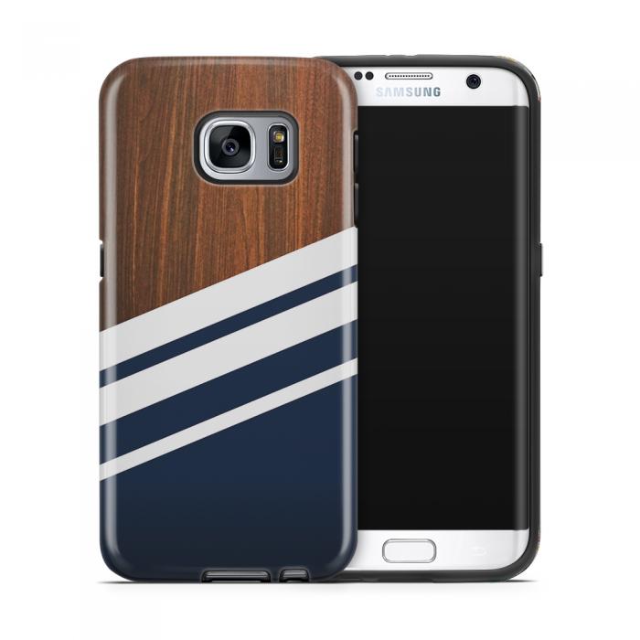 UTGATT5 - Tough mobilskal till Samsung Galaxy S7 Edge - Wooden Navy B