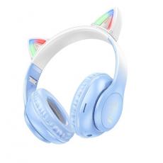 Hoco - Hoco Bluetooth On-Ear Hörlurar Cat Ear - Crystal Blå