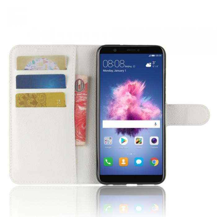 UTGATT4 - Litchi Plnboksfodral till Huawei P Smart - Vit