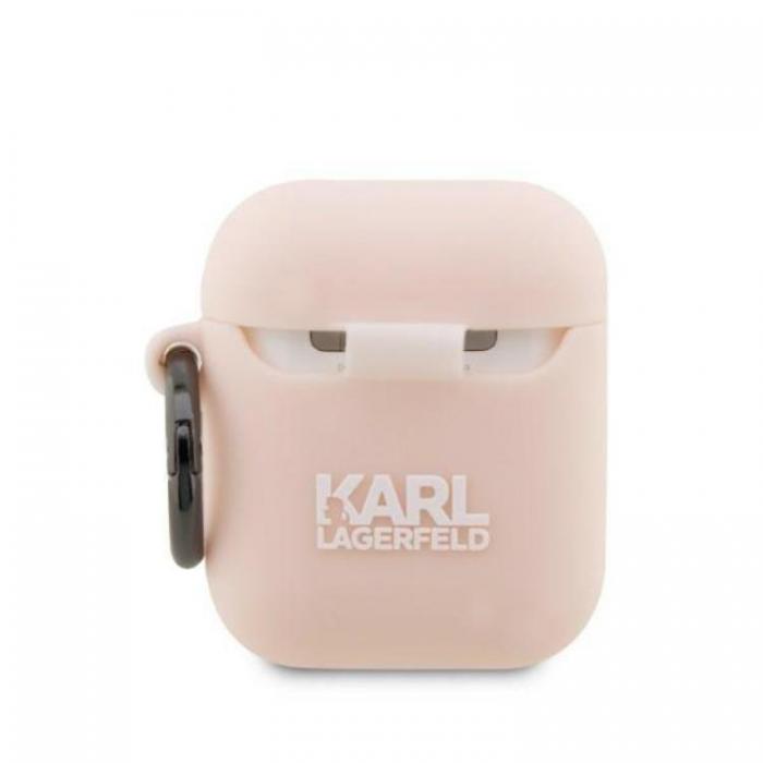 KARL LAGERFELD - Karl Lagerfeld AirPods 1/2 Skal Silicone Karl Head 3D - Rosa