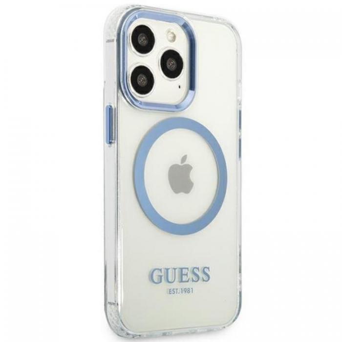 Guess - Guess iPhone 13 Pro Skal Magsafe Metal Outline - Bl