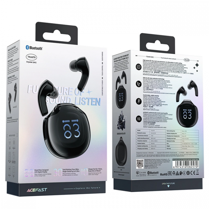 Acefast - Acefast T9 Bluetooth 5.3 In-Ear Trdlsa Hrlurar - Svart